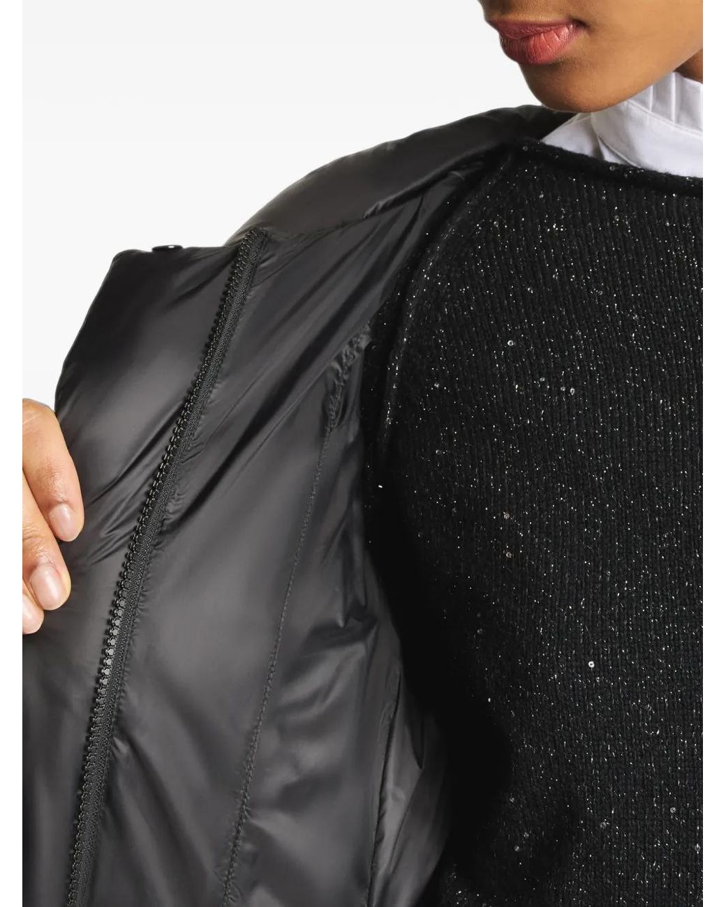 Fay Black Quilted Zip-Up Coat
