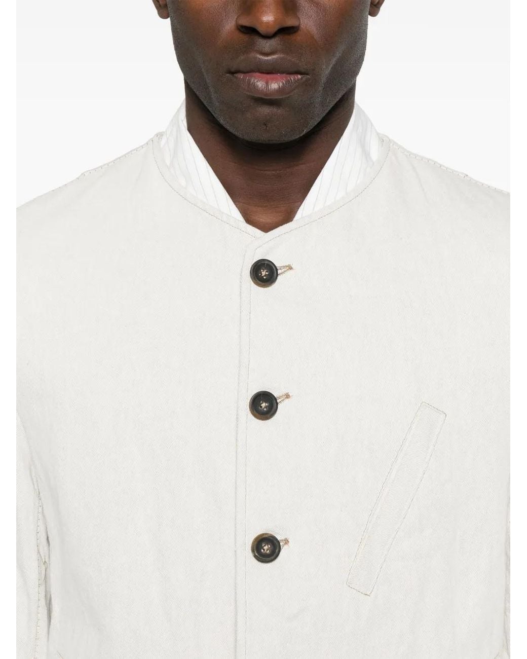 Forme D'expression White Collarless Jacket for men