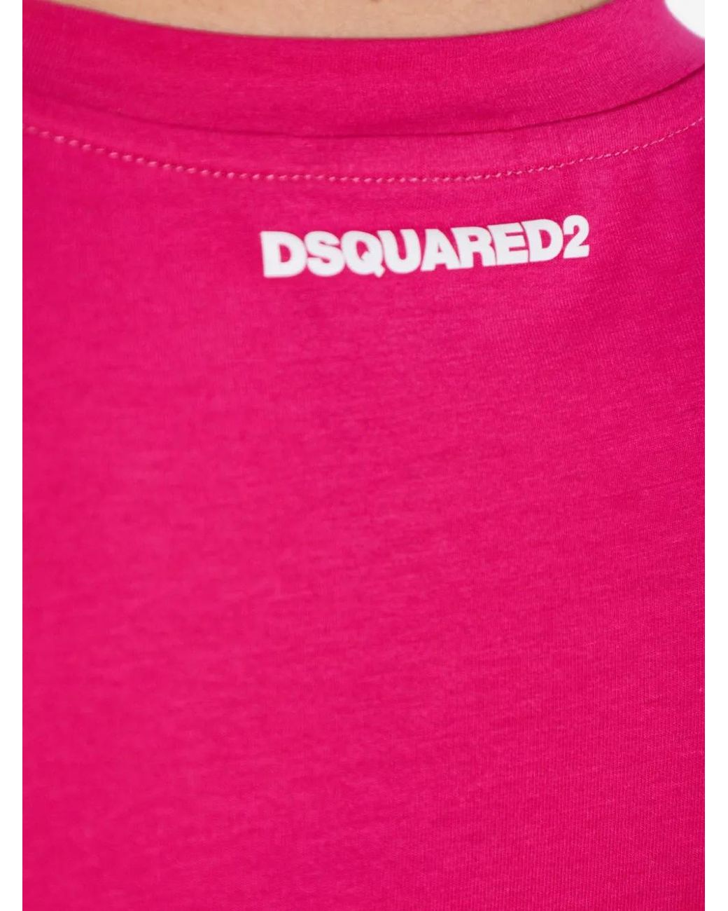 DSquared² Pink Logo-Print Crew-Neck T-Shirt for men