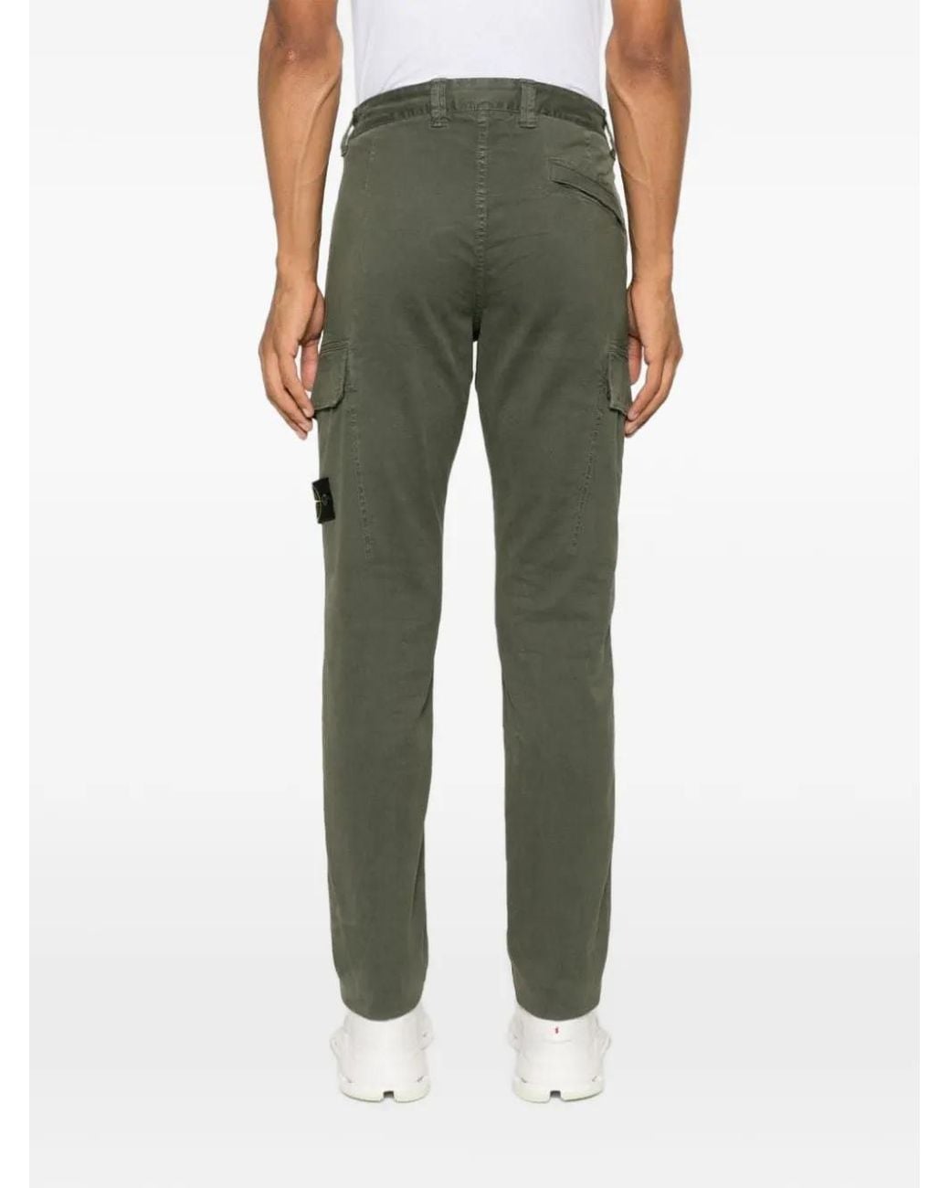 Stone Island Green Logo-Patch Cargo Pants for men