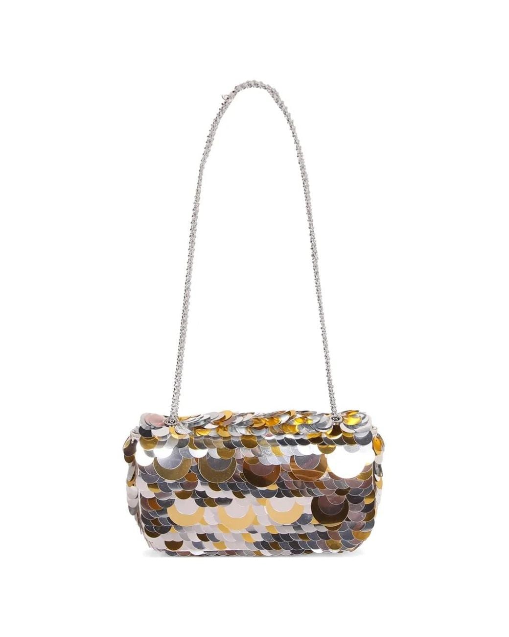 Rabanne White Sequin-Embellished Chain-Strap Shoulder Bag
