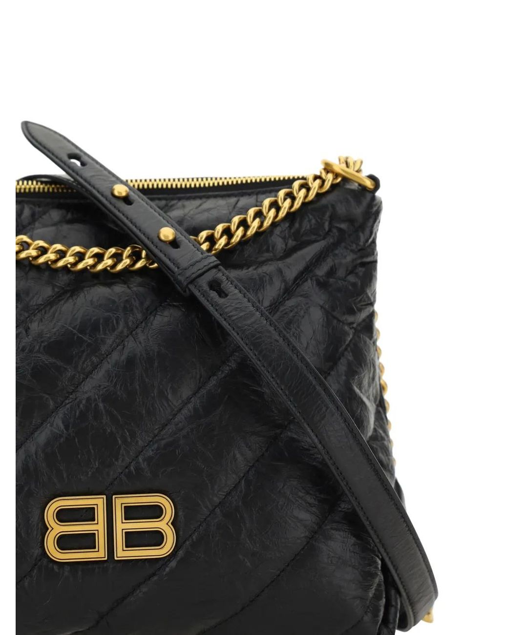 Balenciaga Black Small Crush Shoulder Bag