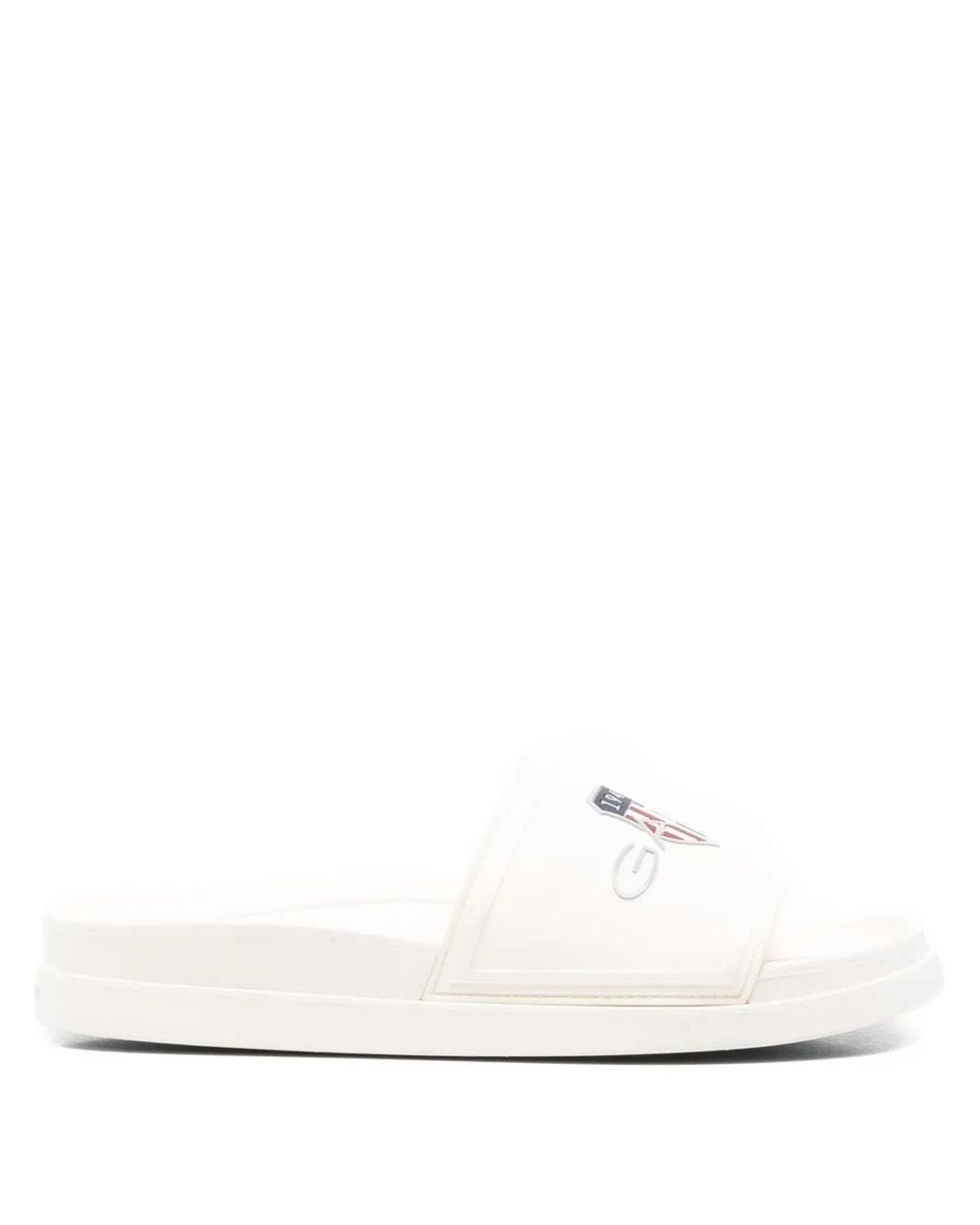 Gant White Pierbay Logo-Print Sliders for men