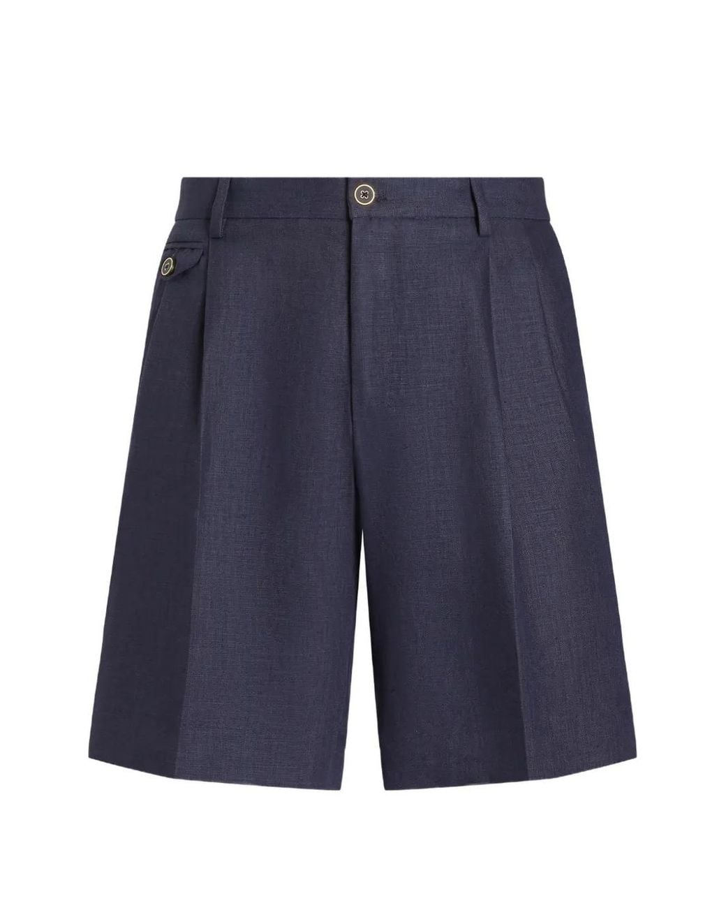 Dolce & Gabbana Blue Above-Knee Linen Tailored Shorts for men