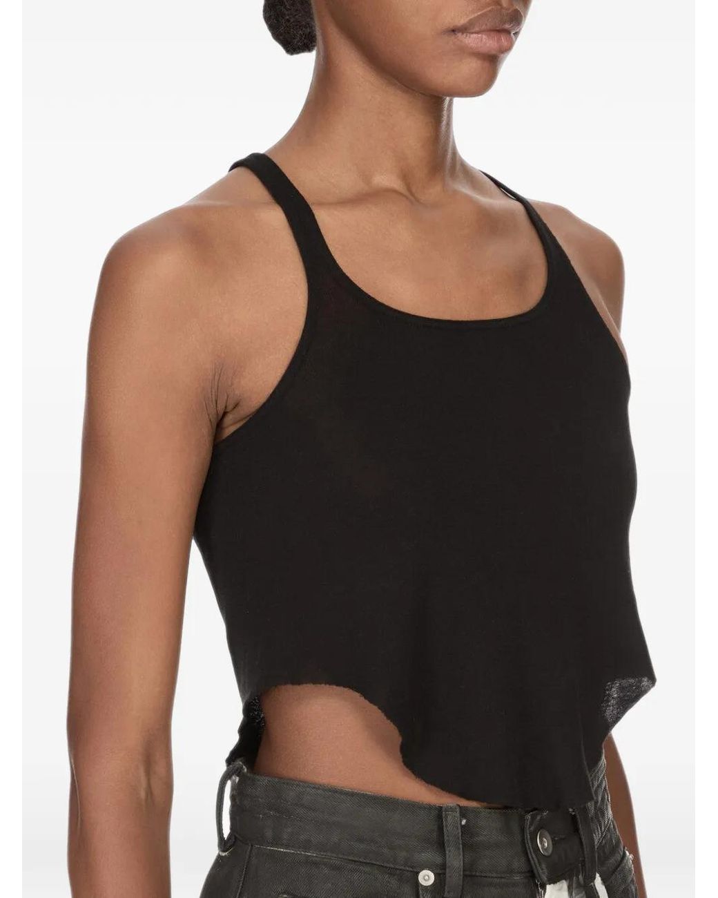 Rick Owens Black Cotton Cropped Top
