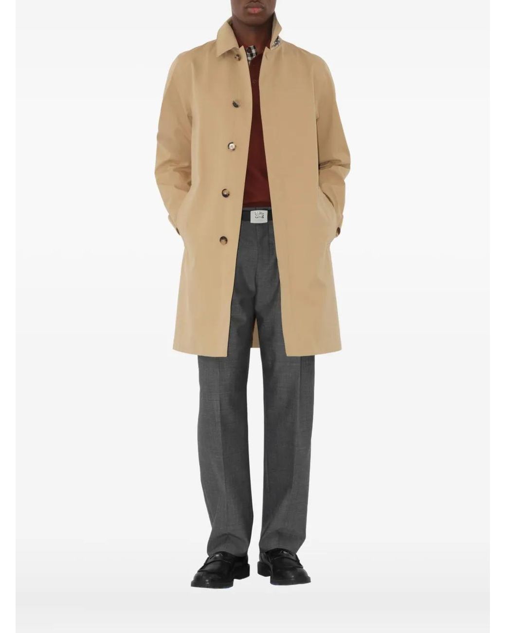 Burberry Natural Wool Mid-Length Car Coat for men
