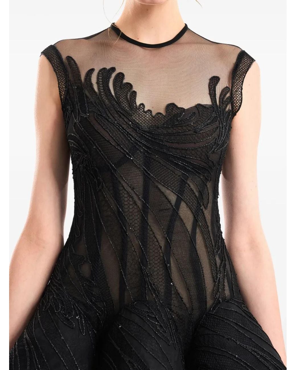 Gemy Maalouf Black Corseted Sculptural Dress