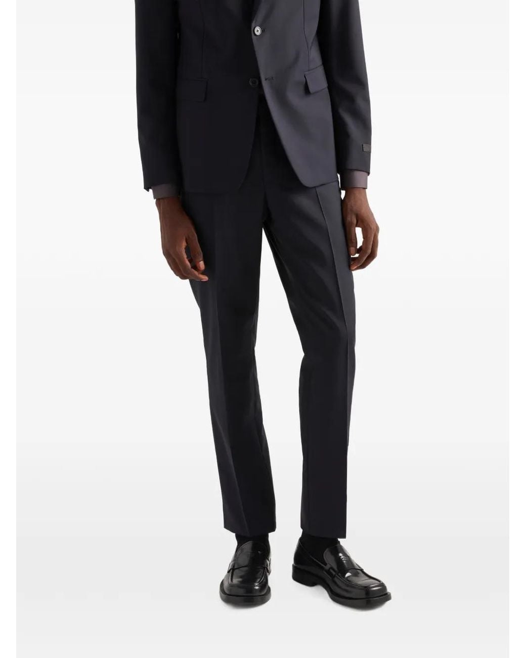 Prada Blue Single-Breasted Wool And Mohair Suit for men