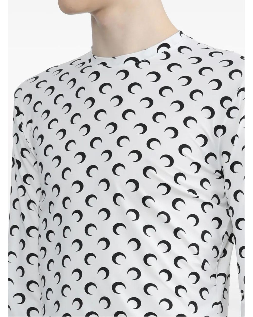 MARINE SERRE White Regenerated Moon-Print Long-Sleeve T-Shirt for men