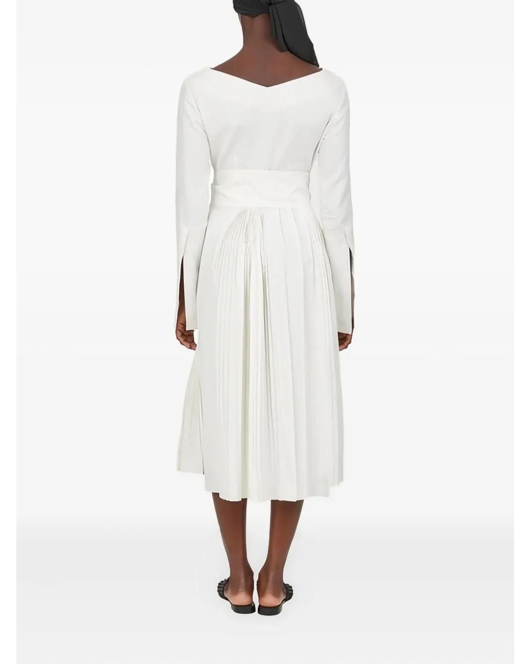 Ferragamo White Belted Wrap Midi Dress