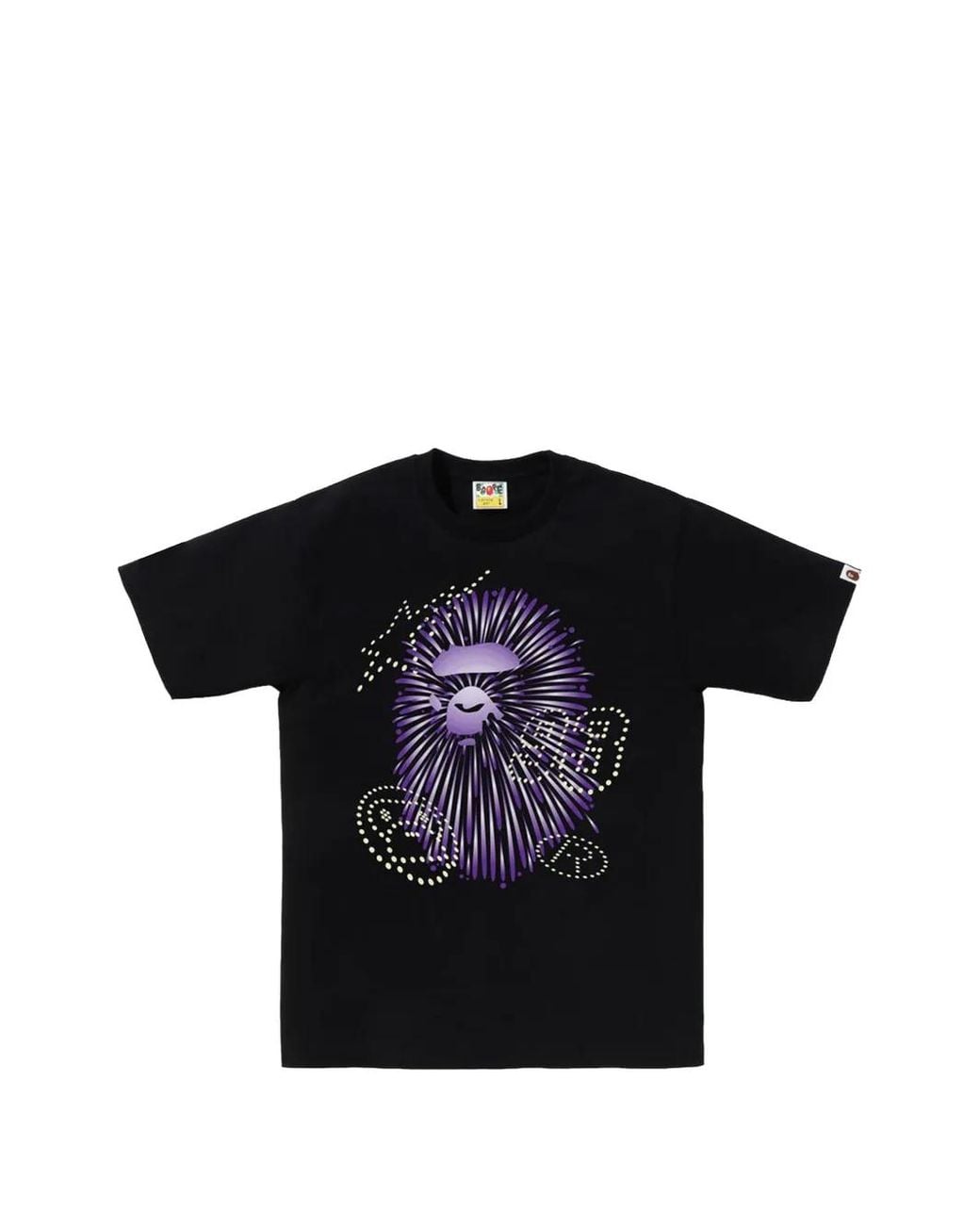 A Bathing Ape Black Firework Ape Head T-Shirt for men