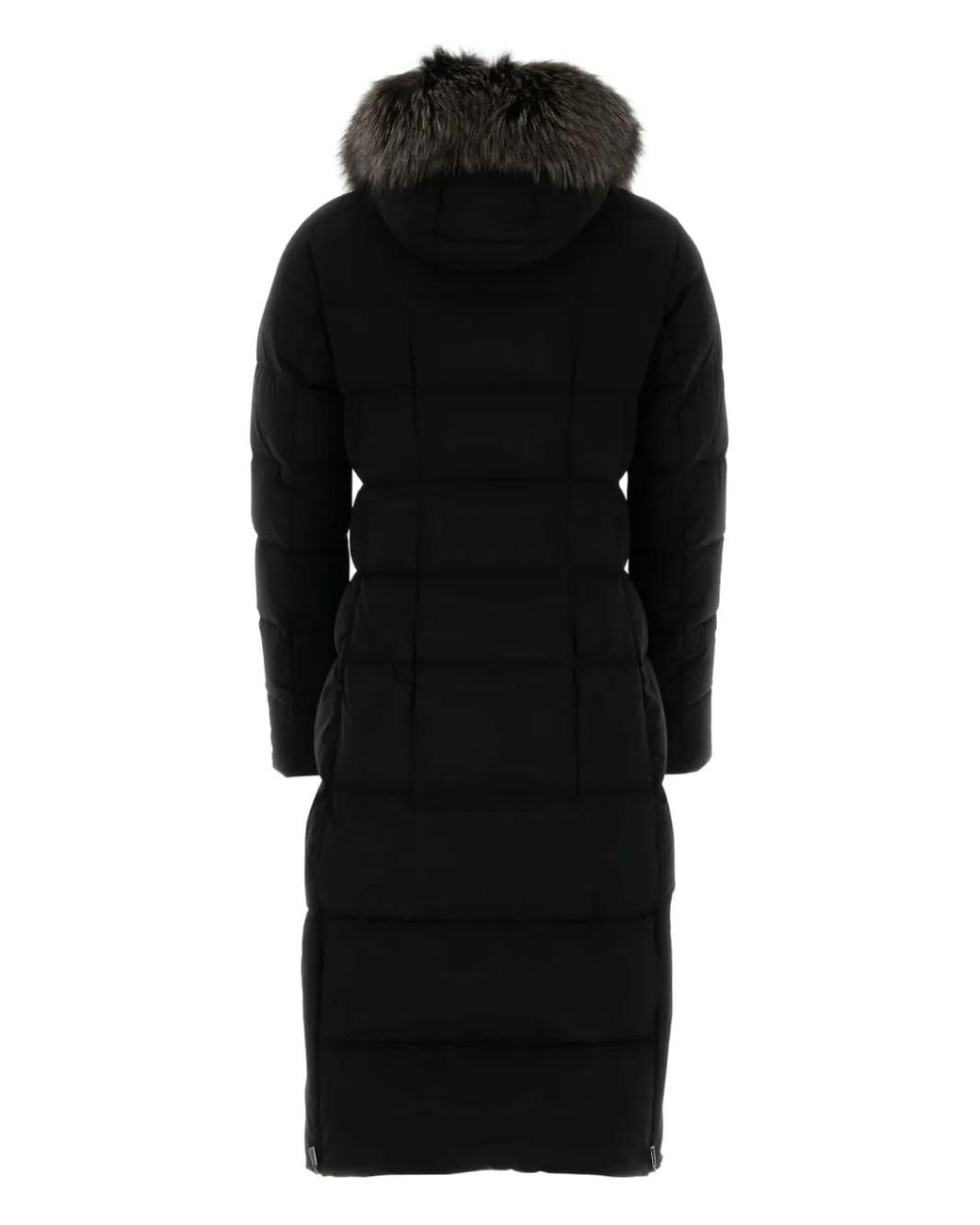 Moorer Black Fur-Trim Down Jacket