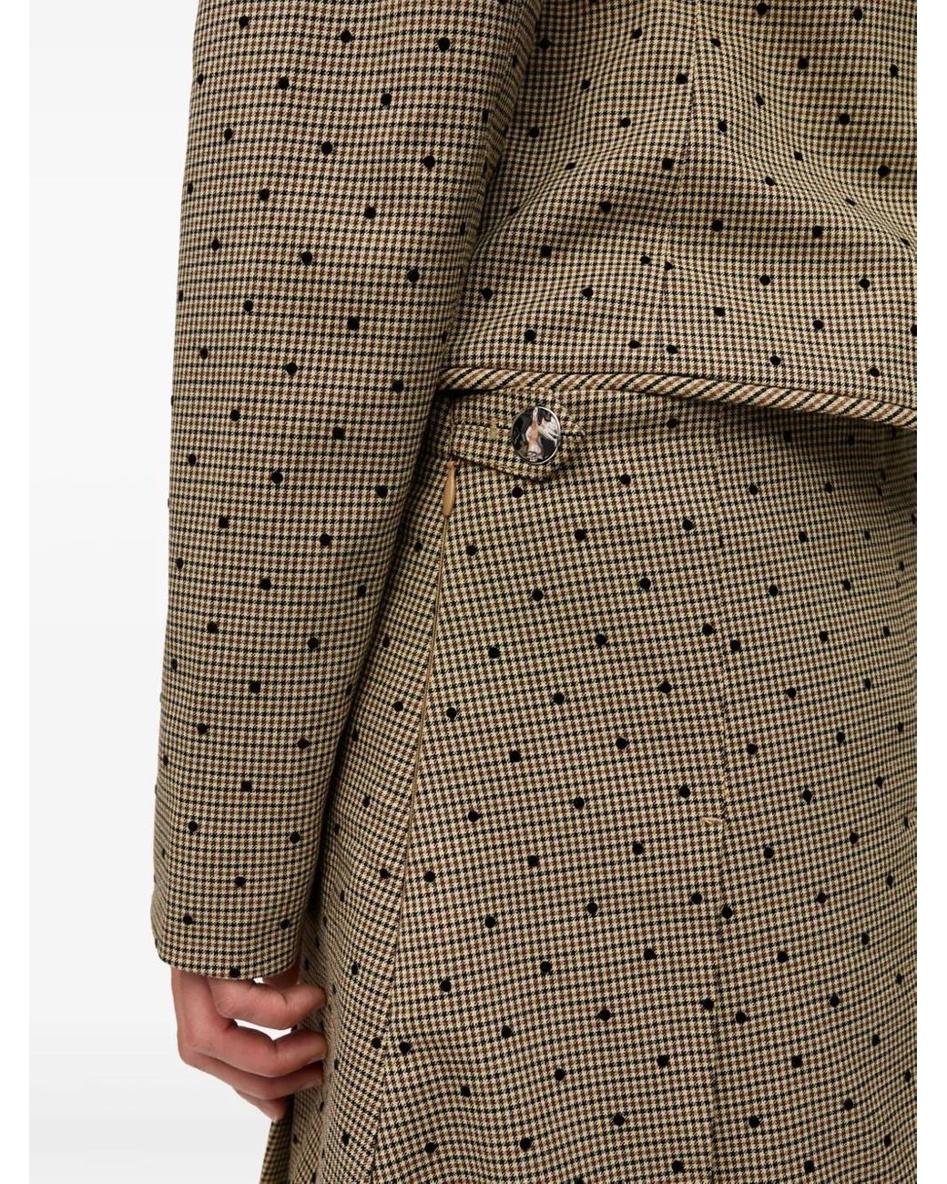 Ganni Natural Check-Print Mini Skirt