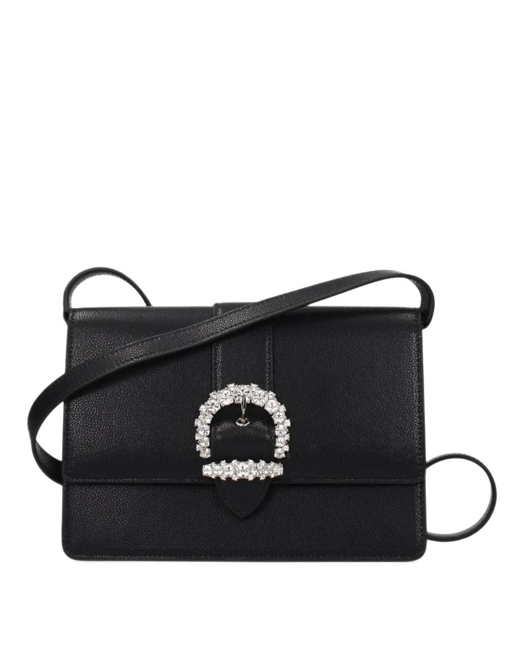 Jimmy Choo Black Crystal-Embellished Leather Crossbody Bag