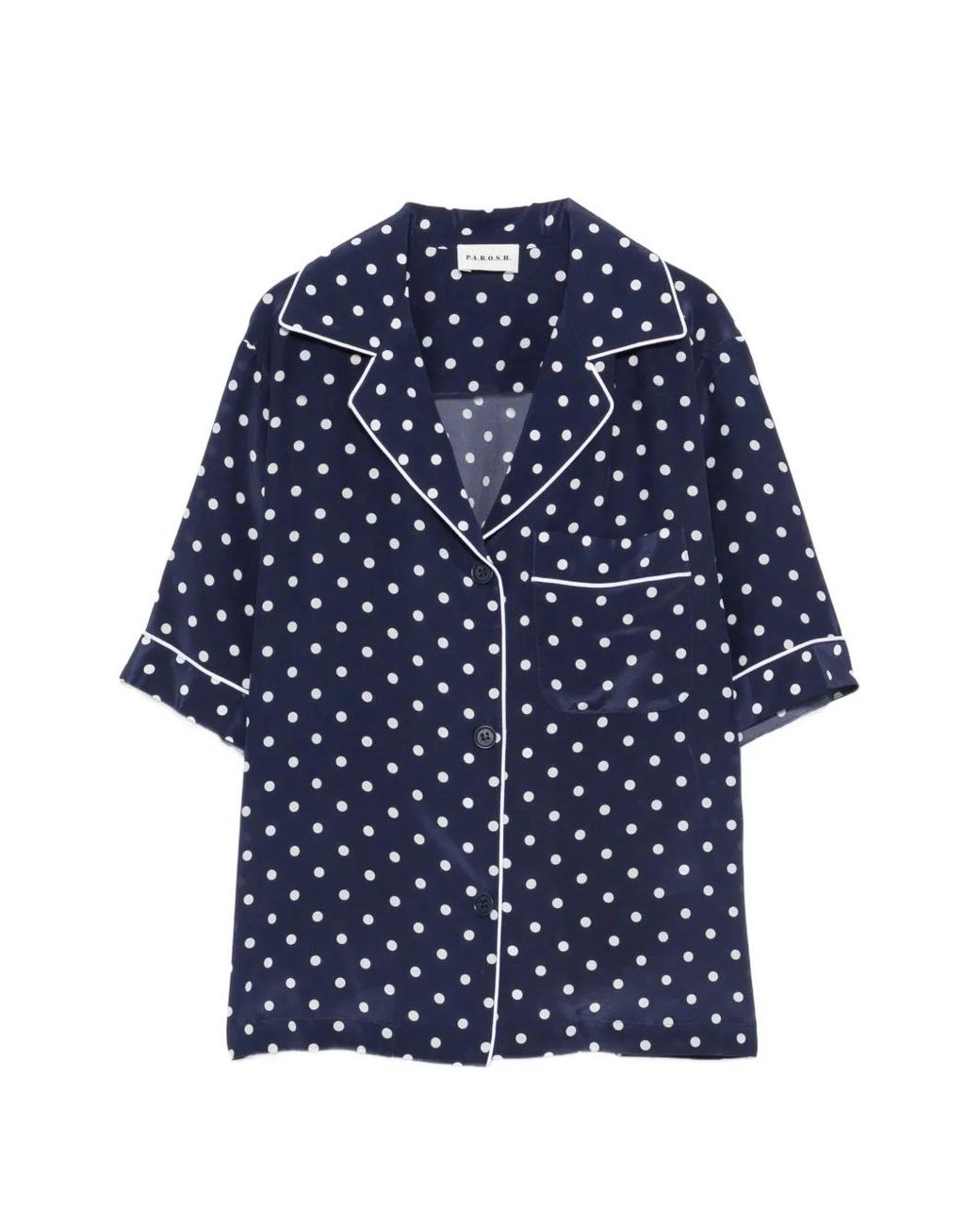 P.A.R.O.S.H. Blue Polka-Dot Piped-Trim Shirt