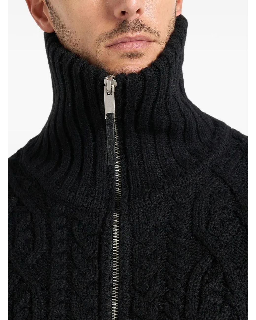 Manière De Voir Black Cardigan Amael En Maille Torsadée De Laine Mélangée Noire