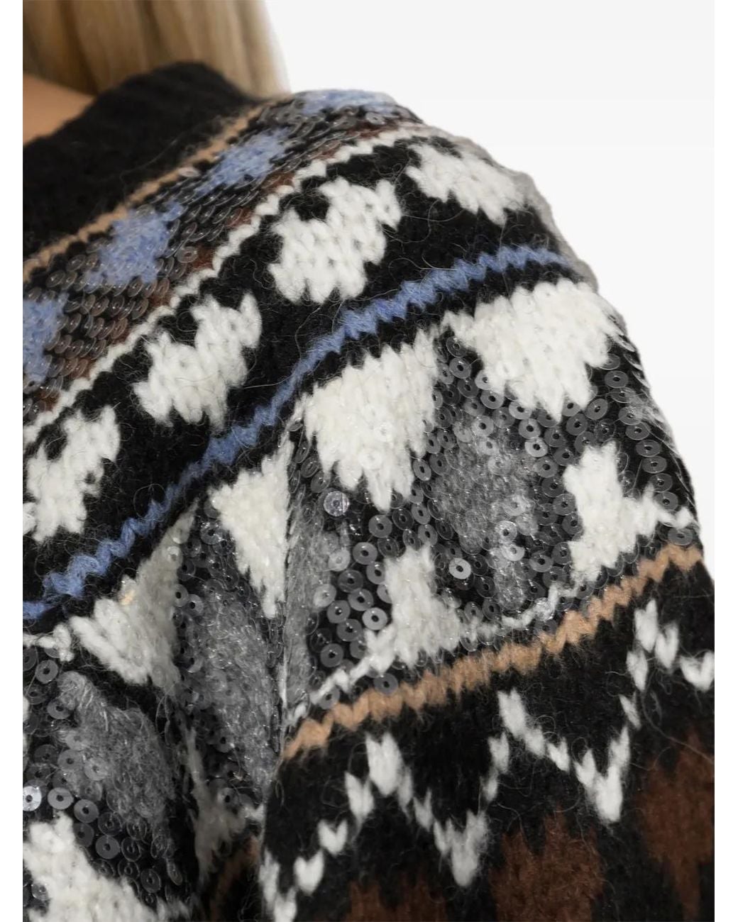 Munthe Black Vaffie Sequin-Embellished Sweater