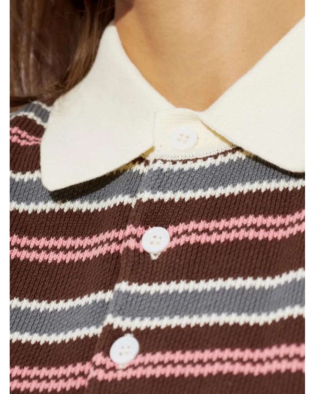 The Upside Red Wonder Striped Long-Sleeve Polo Shirt