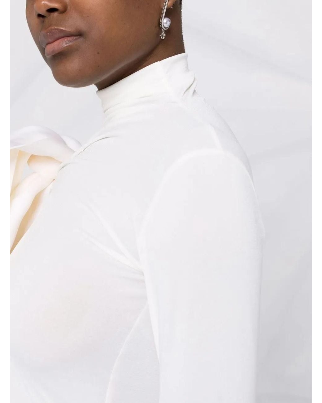 Atu Body Couture White Bow-Detail Blouse