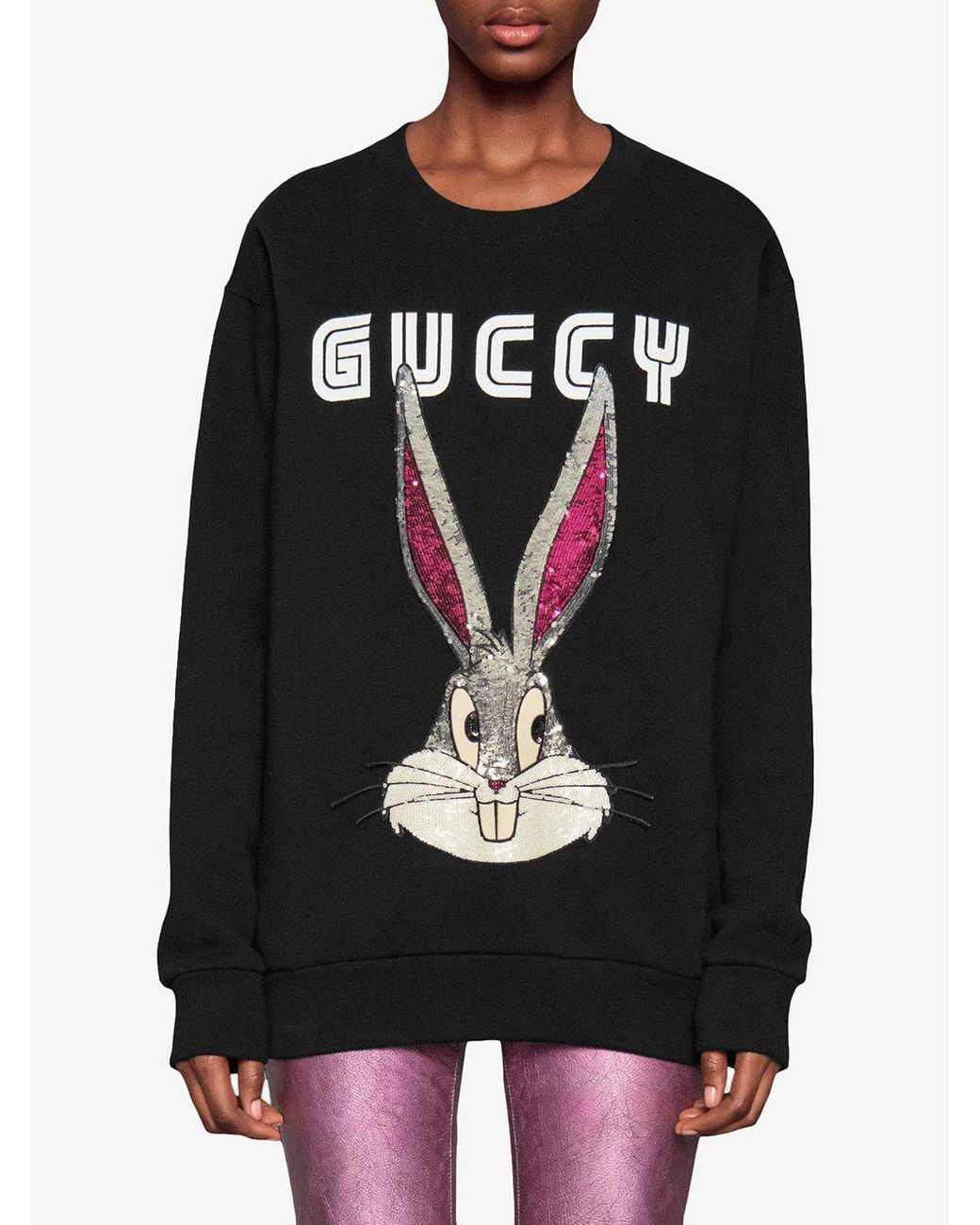 teksten Vrijwillig leiderschap Gucci Bugs Bunny Cotton Sweatshirt in Black | Lyst