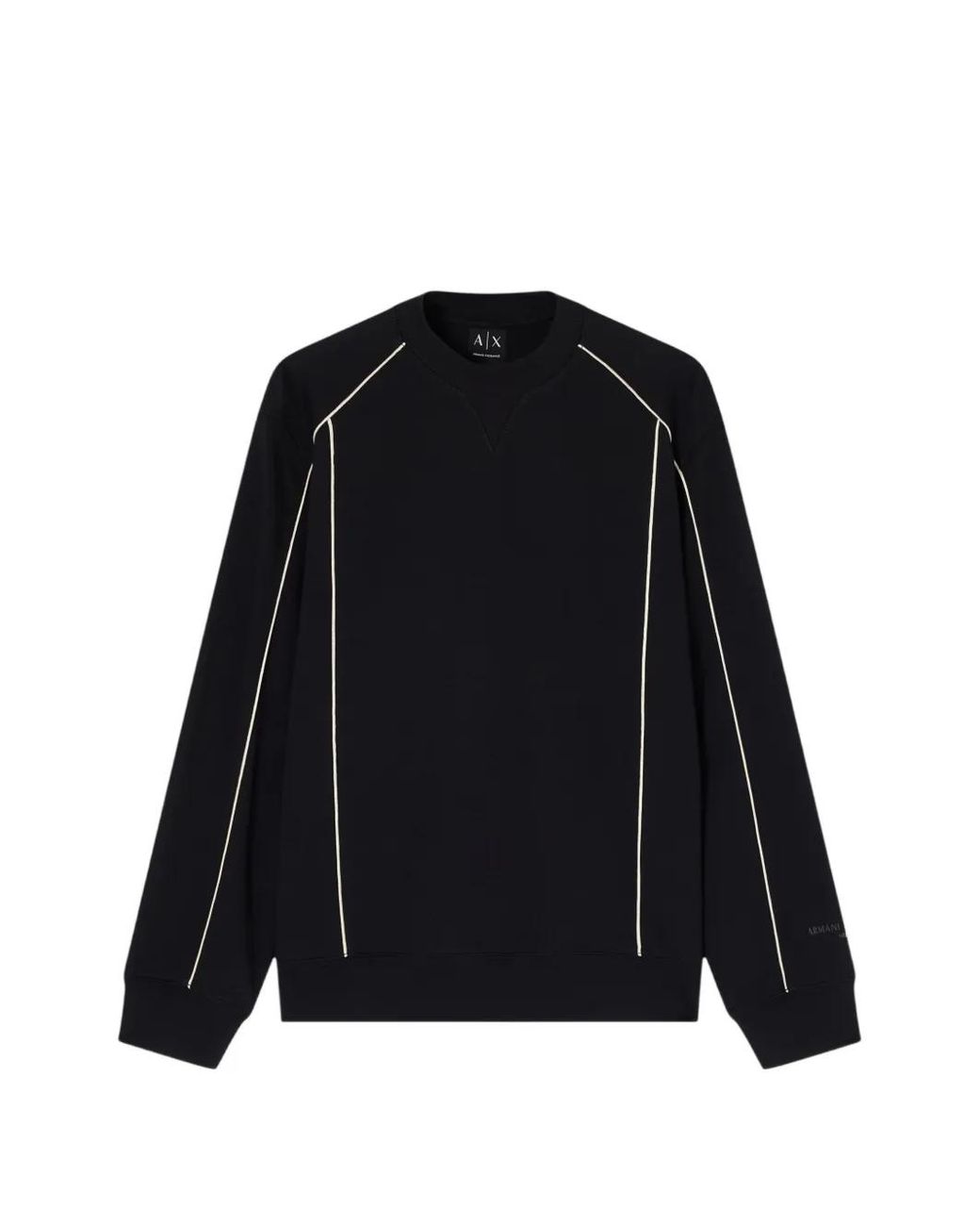 ARMANI EXCHANGE Black Piped-Trim Crew-Neck Sweater for men