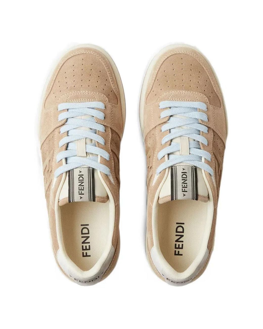 Fendi White Ecru-Suede Low-Top Match Trainers for men