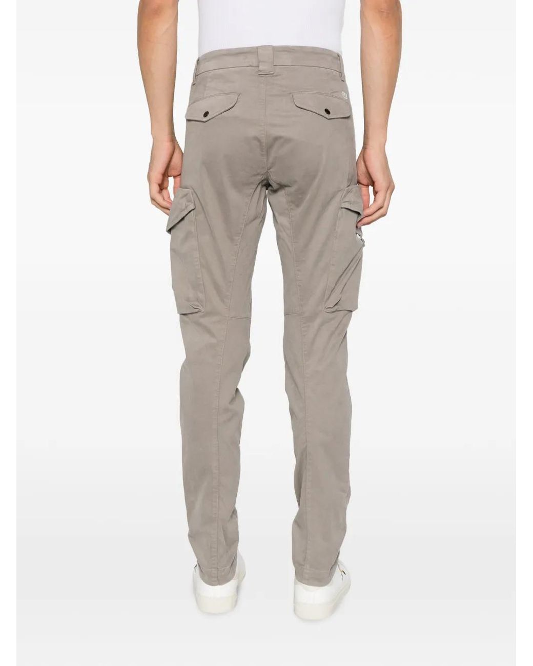 C P Company Gray Stretch Sateen Lens Ergonomic Cargo Pants for men