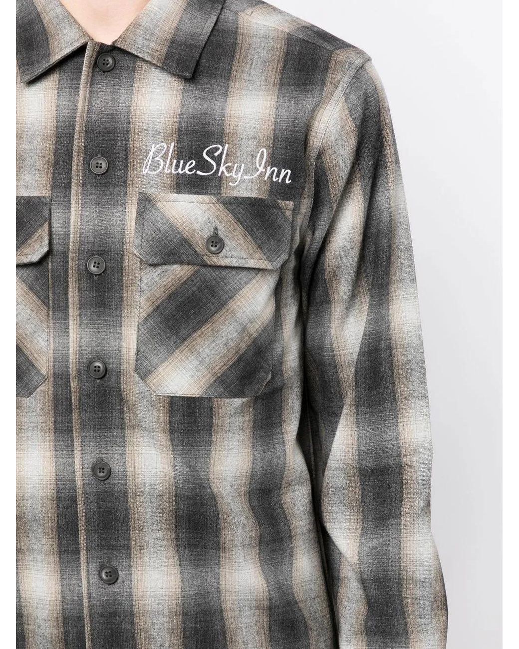 BLUE SKY INN Gray Check-Pattern Long-Sleeve Shirt for men
