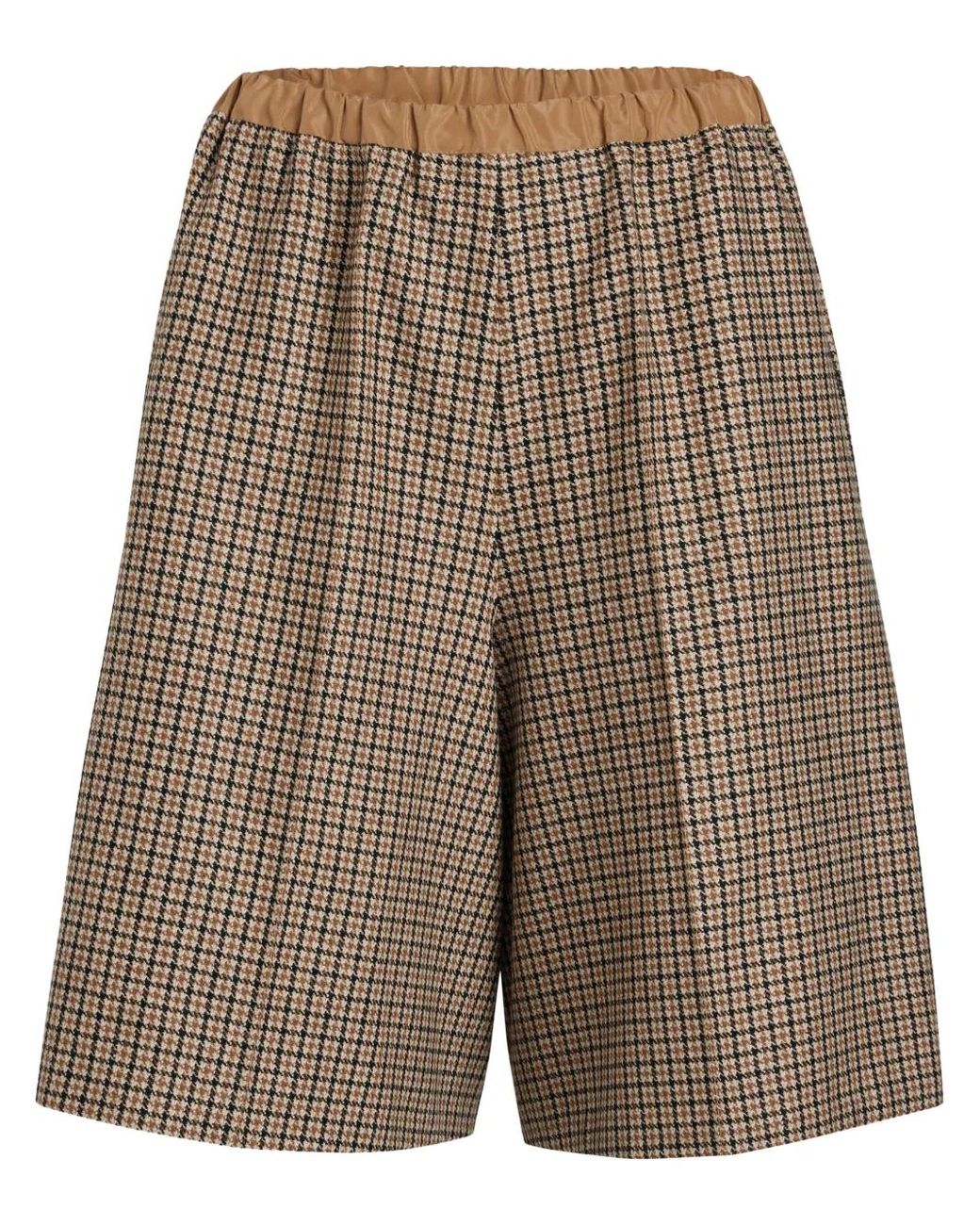 Patou Brown Houndstooth-Pattern Longline Shorts