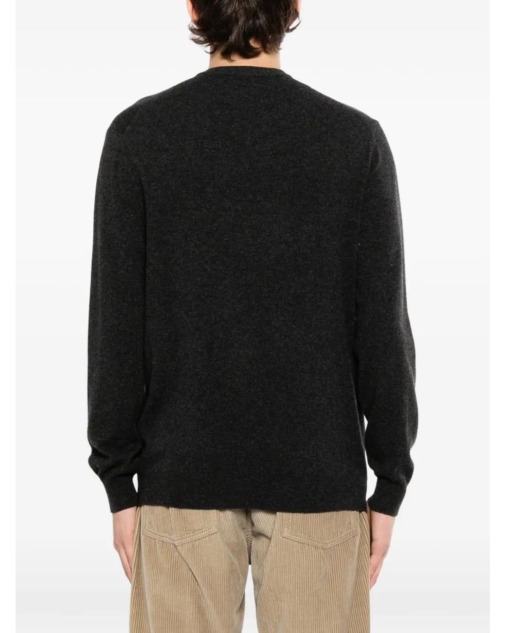 N.Peal Cashmere Black Burlington V-Neck Jumper for men