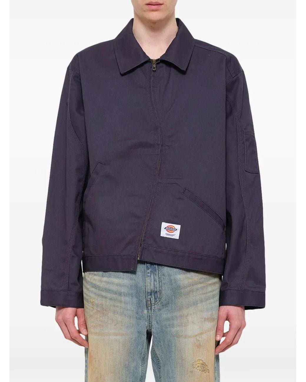 Undercover Blue X Dickies Curved-Zip Shirt Jacket for men