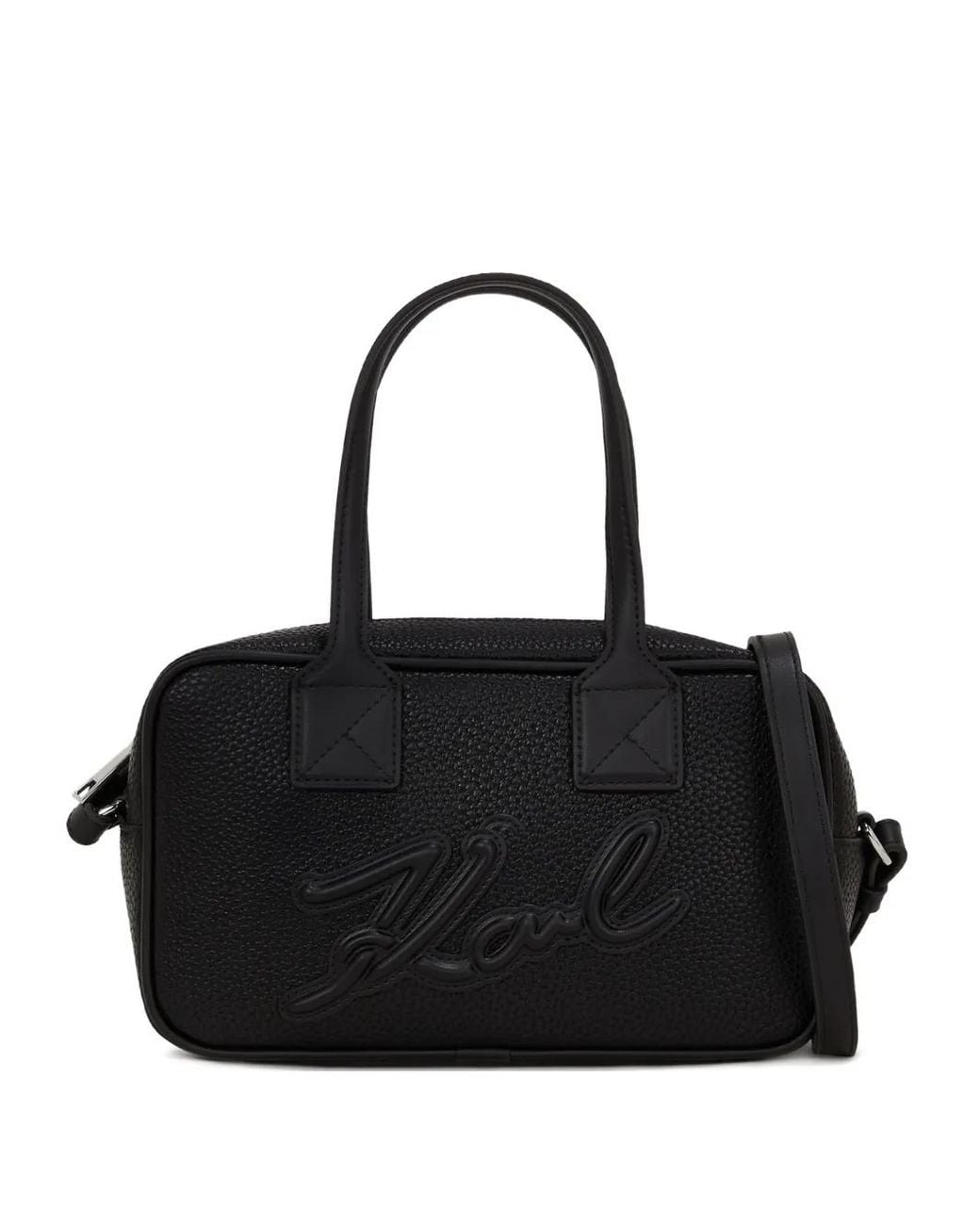 Karl Lagerfeld Black Embossed-Logo Tote Bag