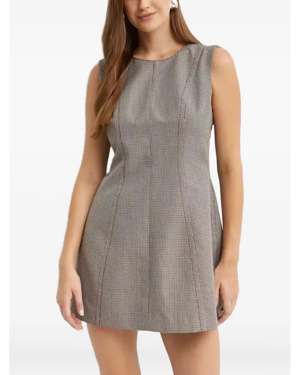 Marni Gray Houndstooth-Pattern Flared Mini Dress