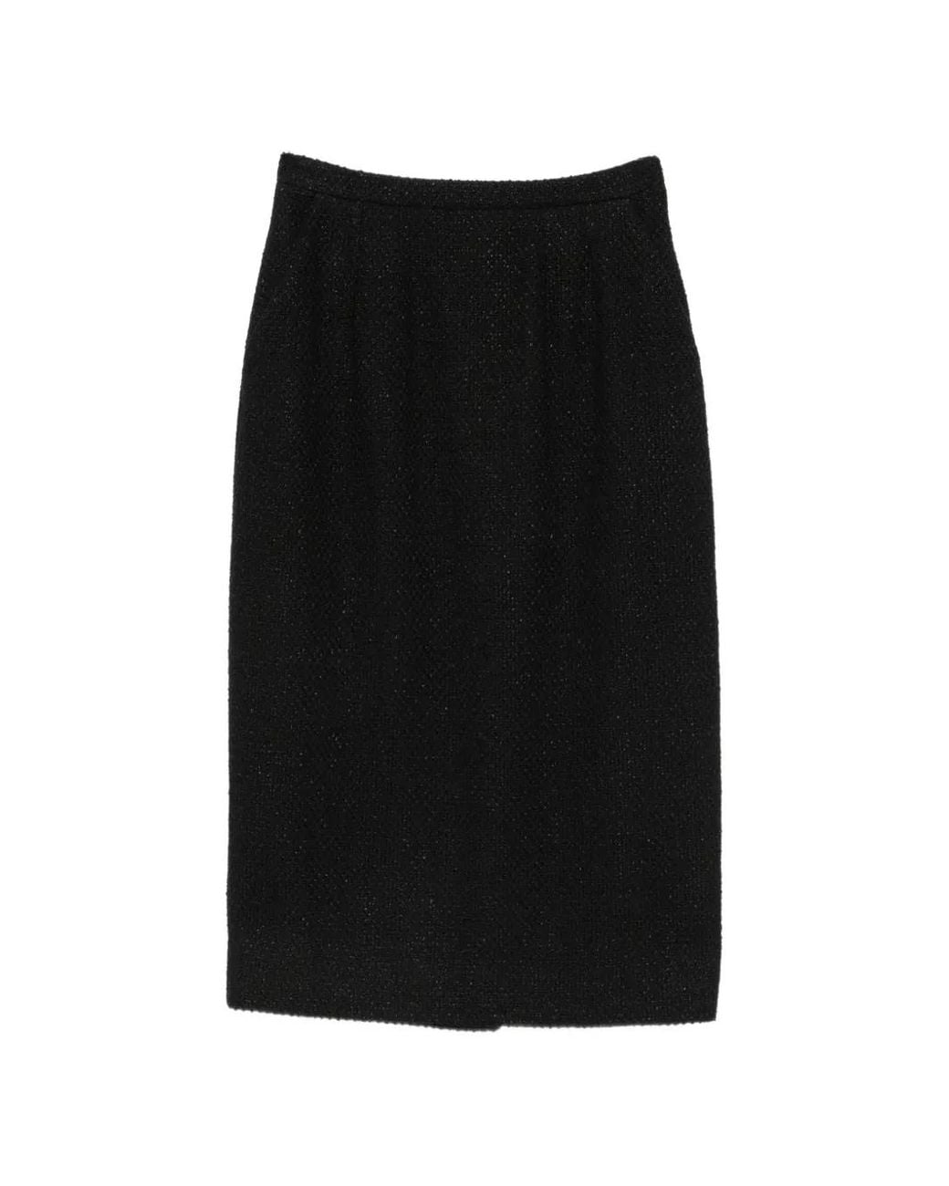 Dolce & Gabbana Black Bouclé-Knit Pencil Midi Skirt