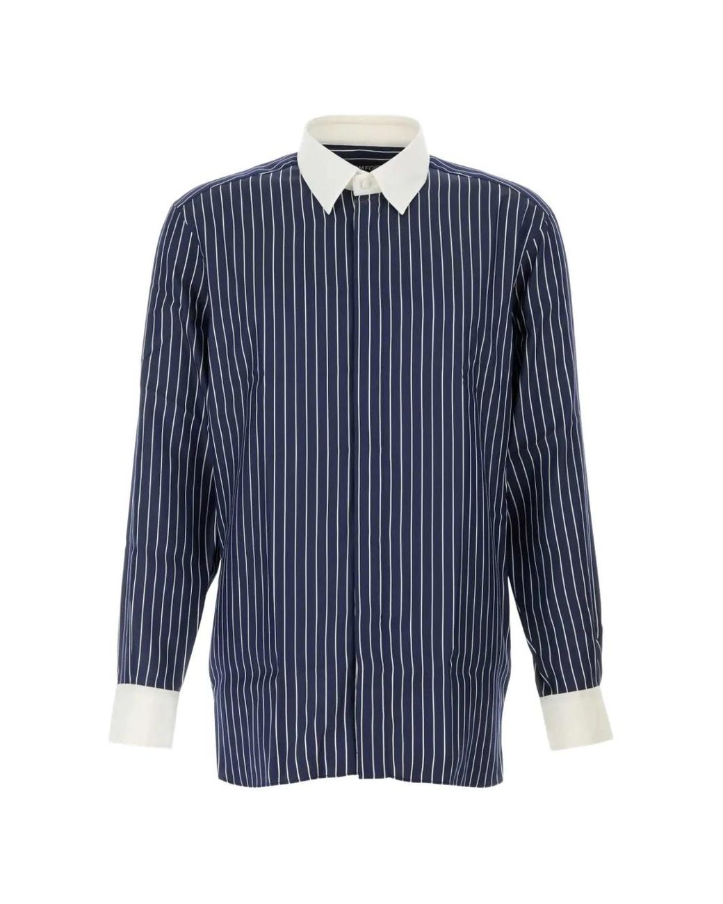 Tom Ford Blue Chemise En Soie Rayée À Broderies for men