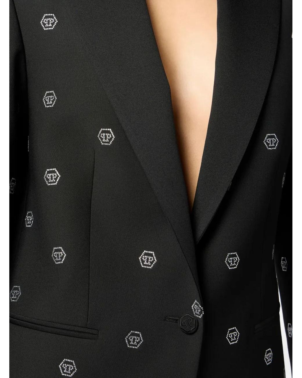 Blazer Con Monograma De Strass Philipp Plein de color Black