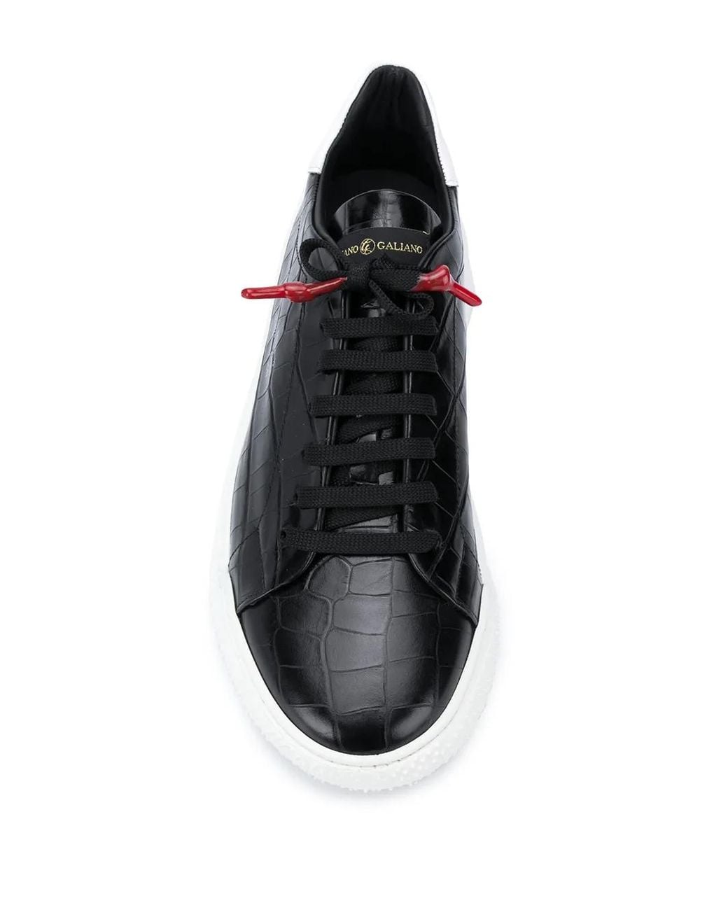 Giuliano Galiano Black Crocodile-Embossed Nemesis Sneakers for men