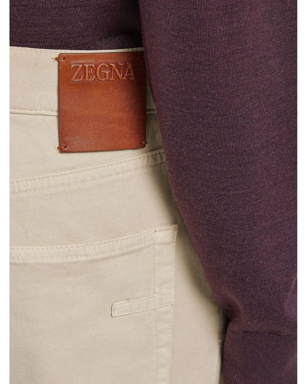 Zegna Natural Stretch Cotton Roccia Trousers for men