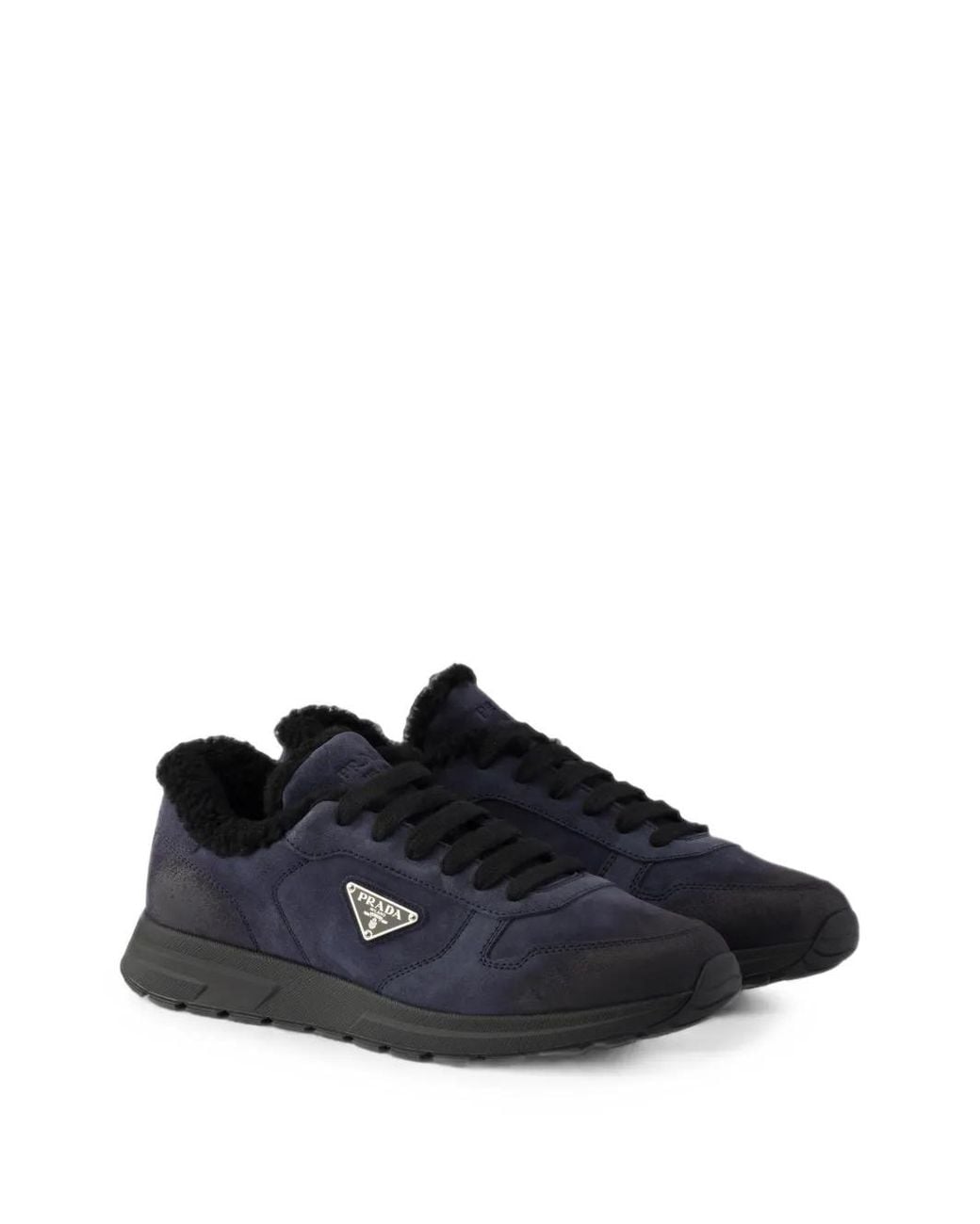 Prada Blue Prax Aged Suede Sneakers for men