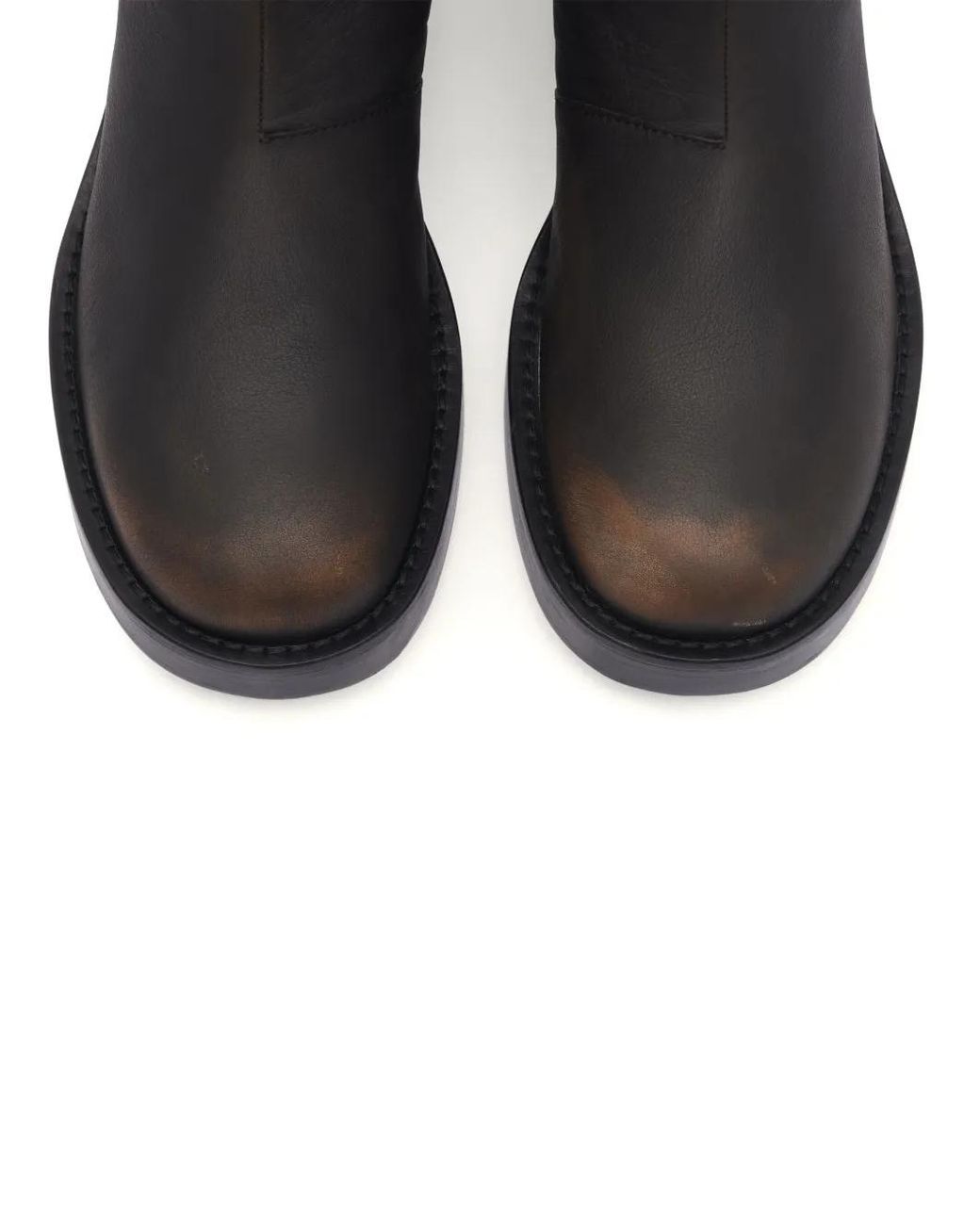 Courreges Black Rider Patina Leather Boots for men