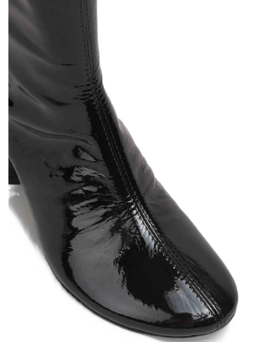 Souliers Martinez Black Flavia Patent Leather Ankle Boots