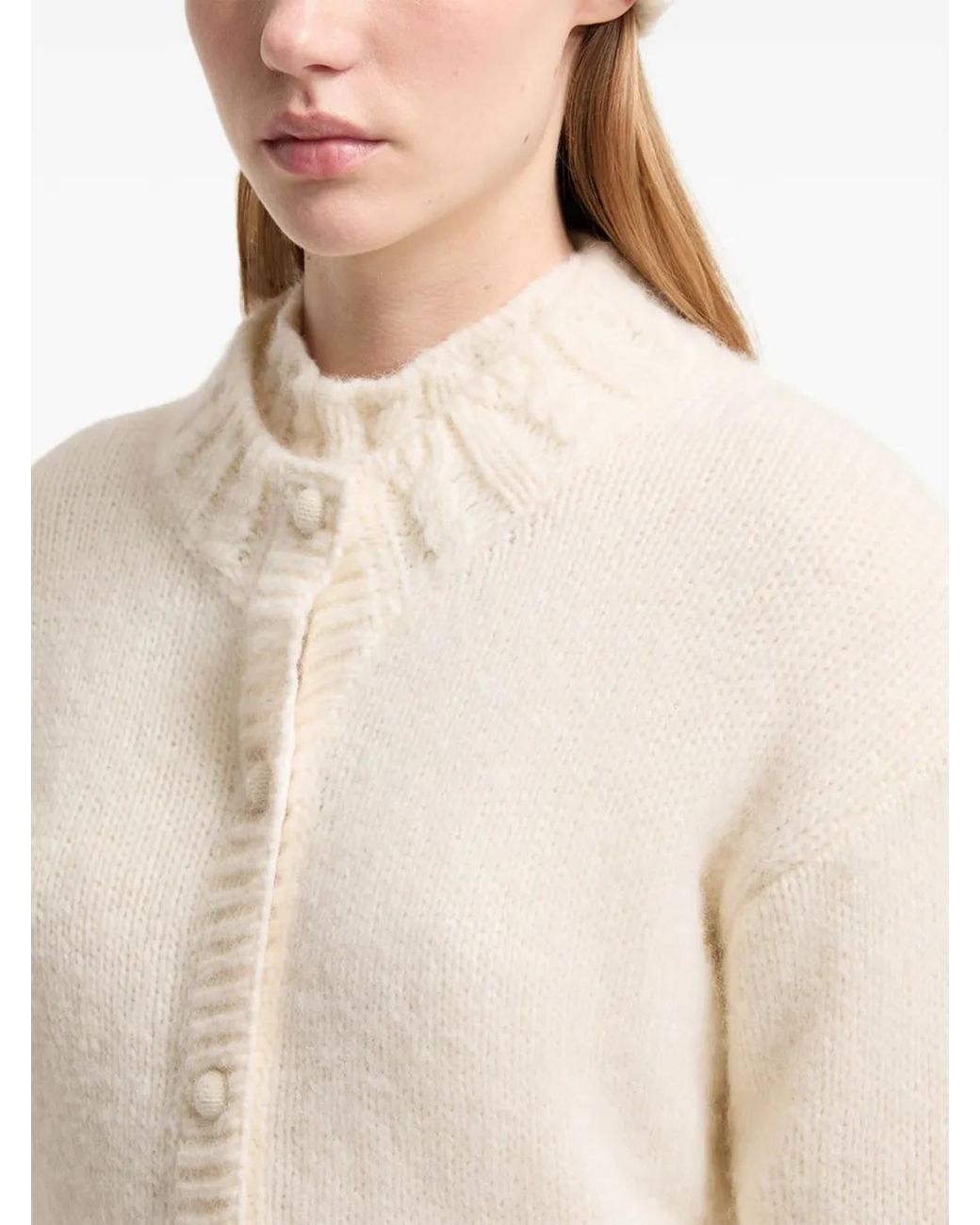 Moncler Natural Cable-Knit Logo-Patch Headband