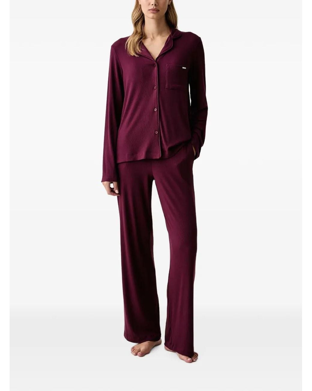 DKNY Red Ribbed-Knit Pyjamas