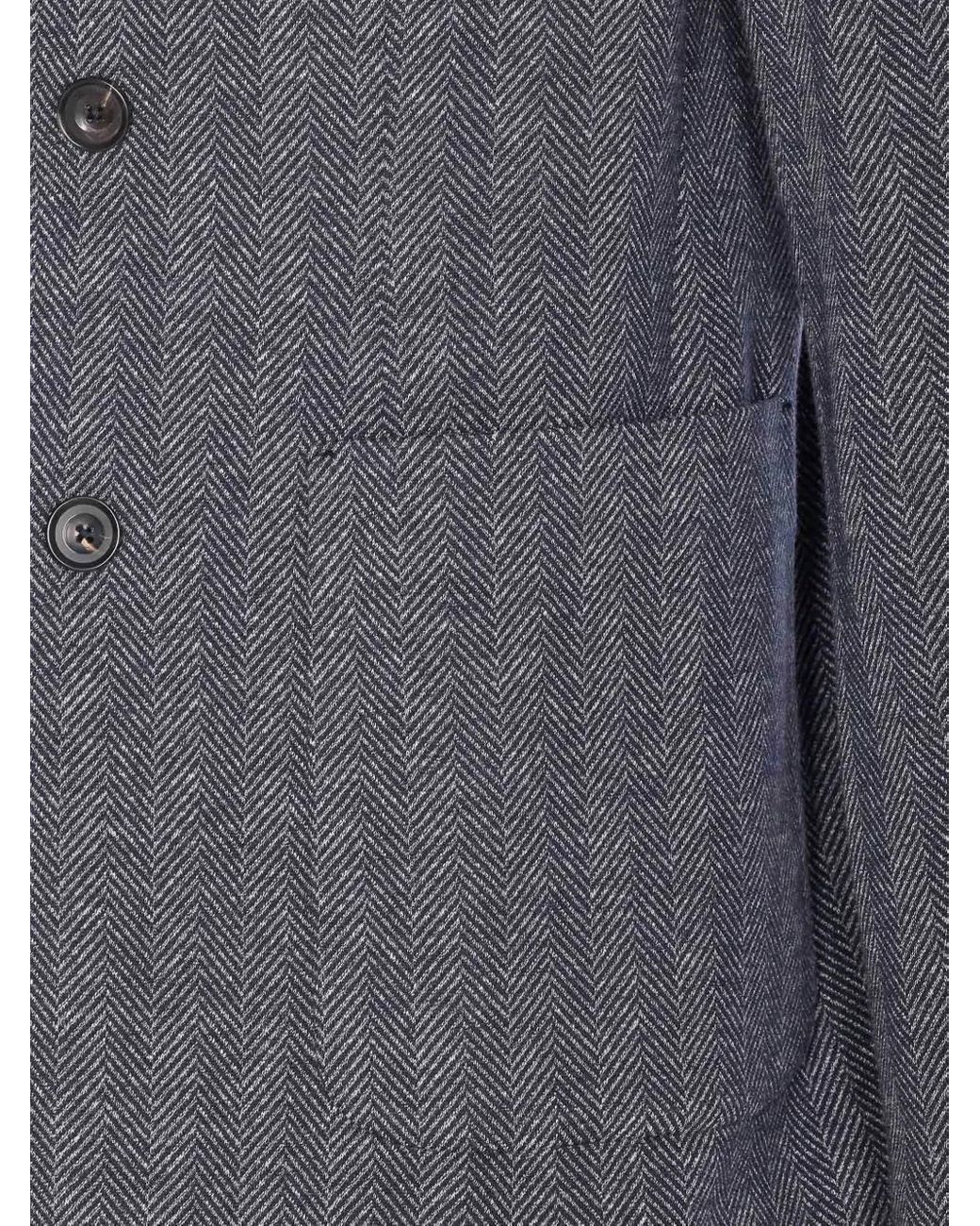 Circolo 1901 Gray Double-Breasted Chevron Jacket for men