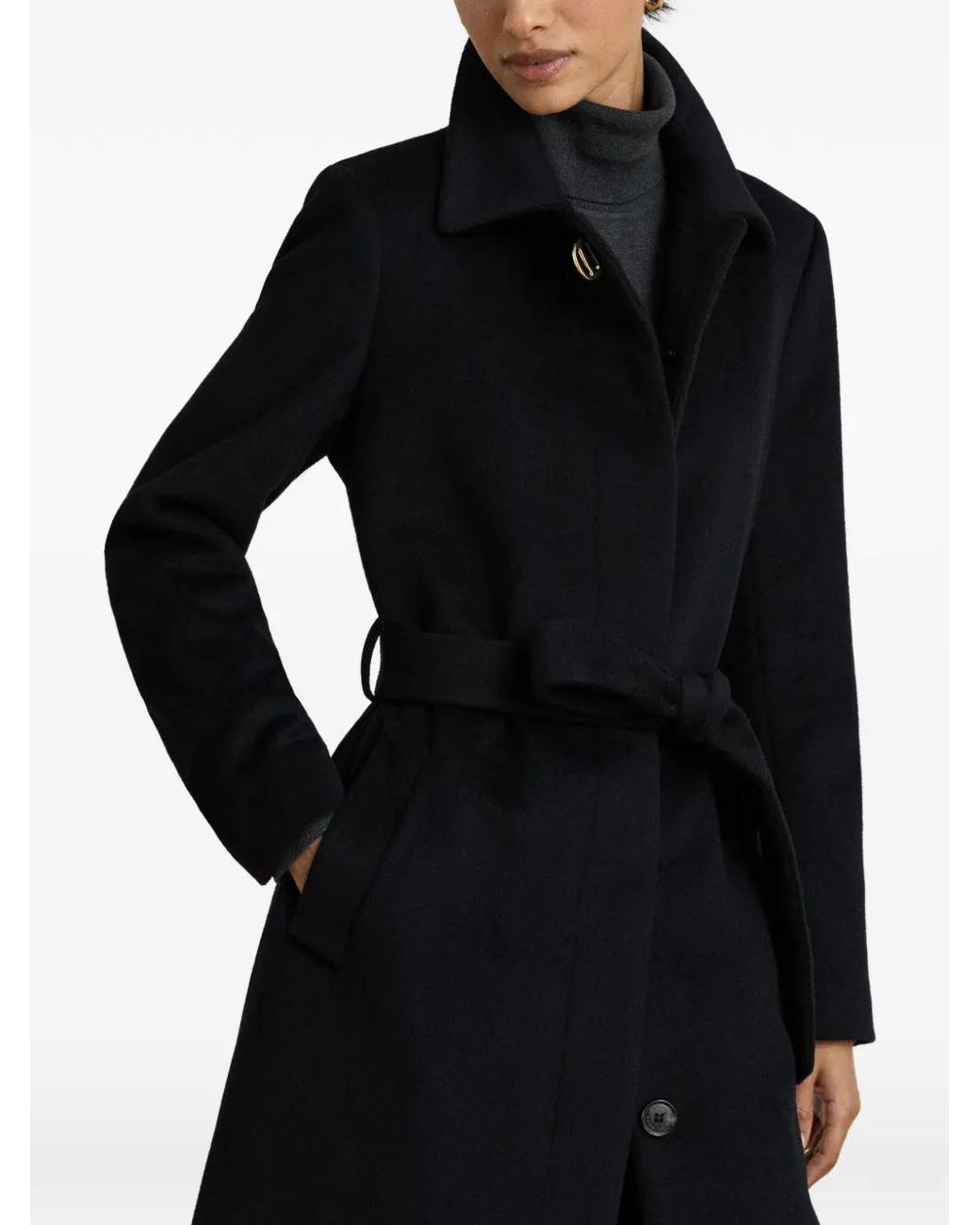 Ralph Lauren Black Single-Breasted Belted Coat