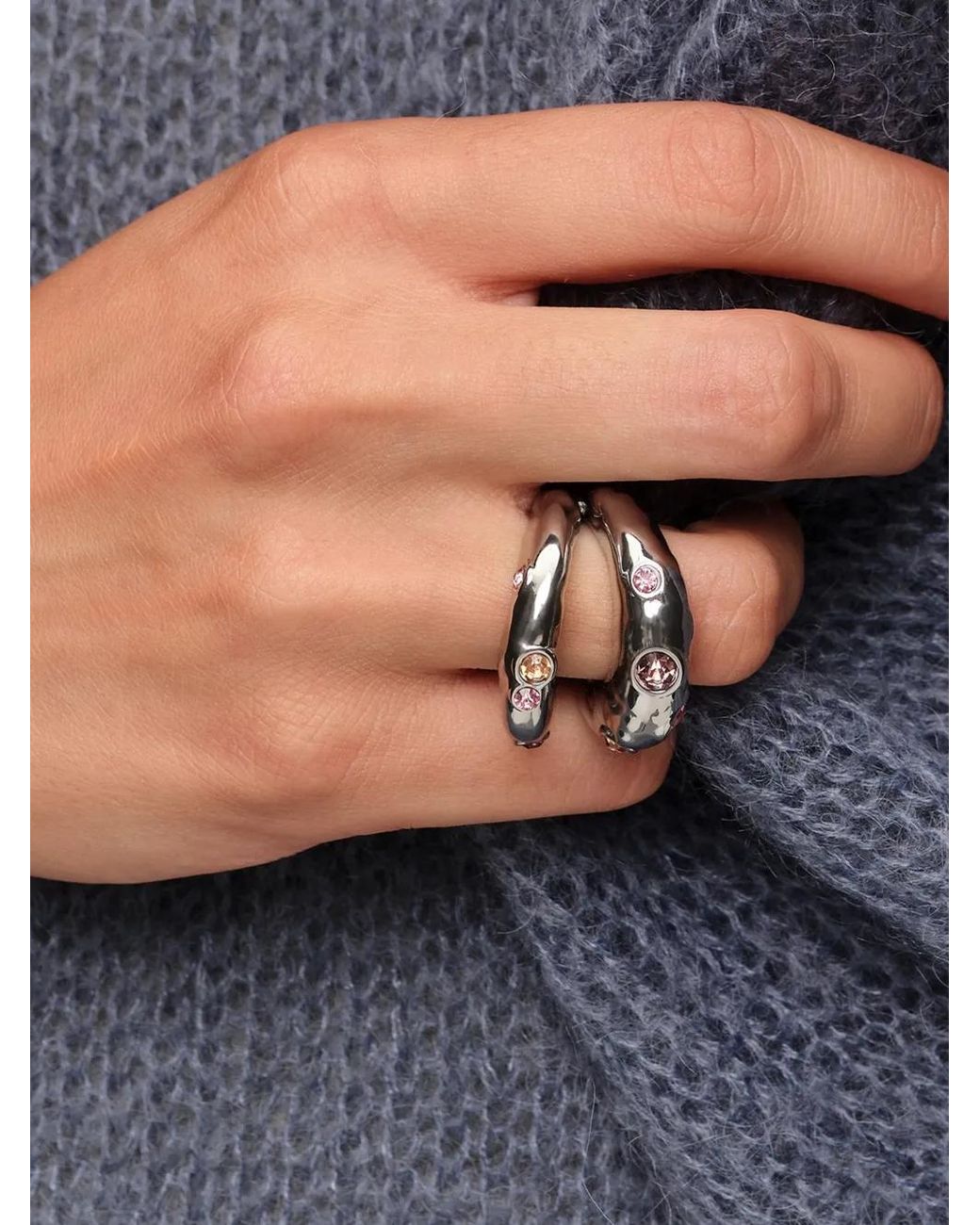 Bimba Y Lola White Ring With Crystal Texture