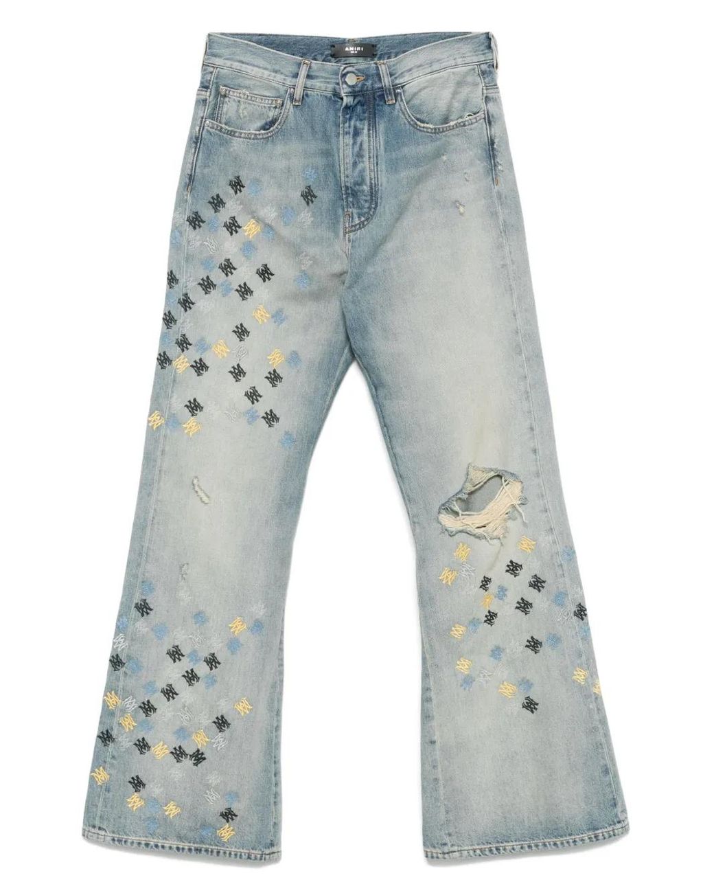 Amiri Ma Quad Embroidered Flared Jeans in Blue for Men | Lyst