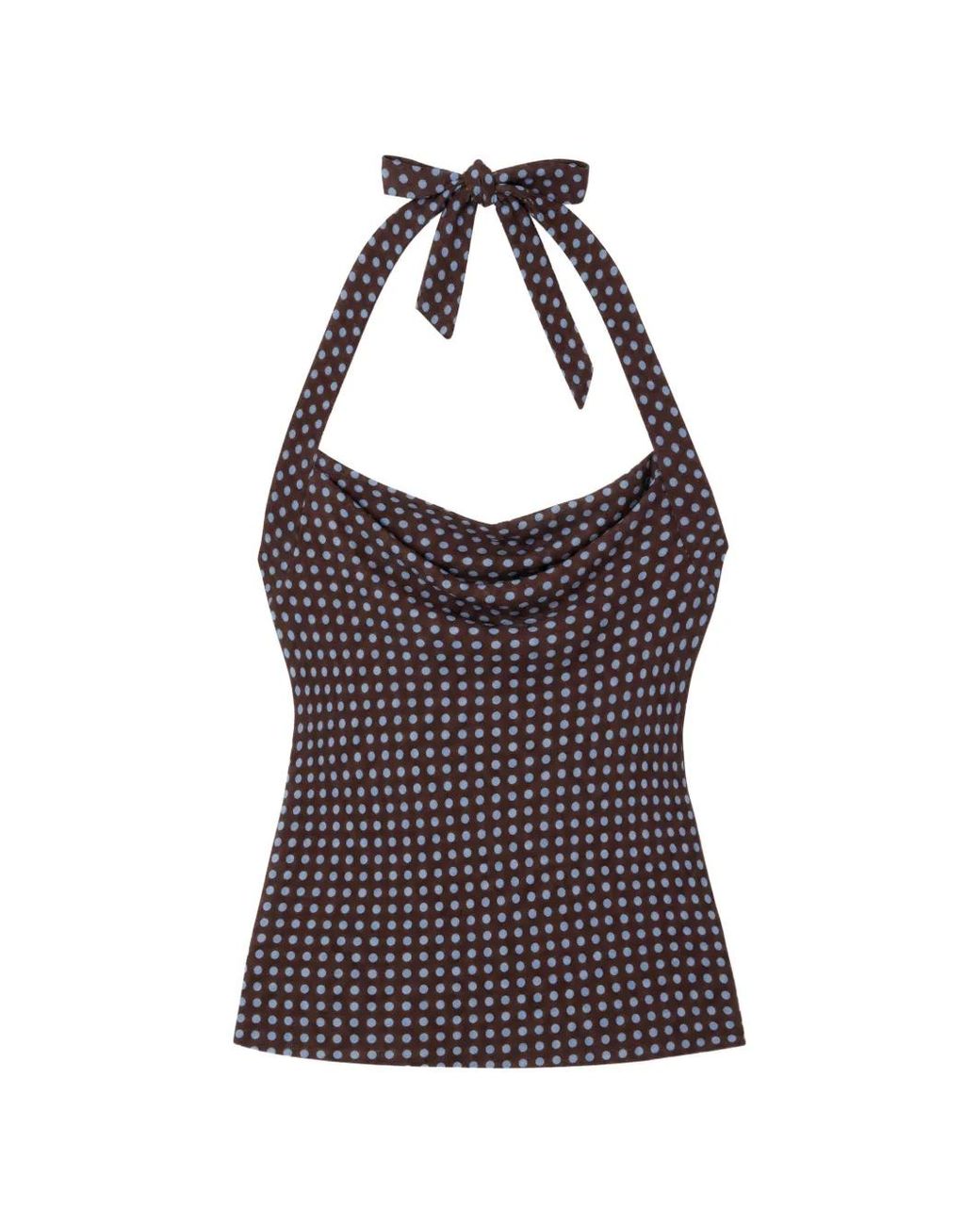 Reformation Purple Hastings Polka-Dot Halterneck Top