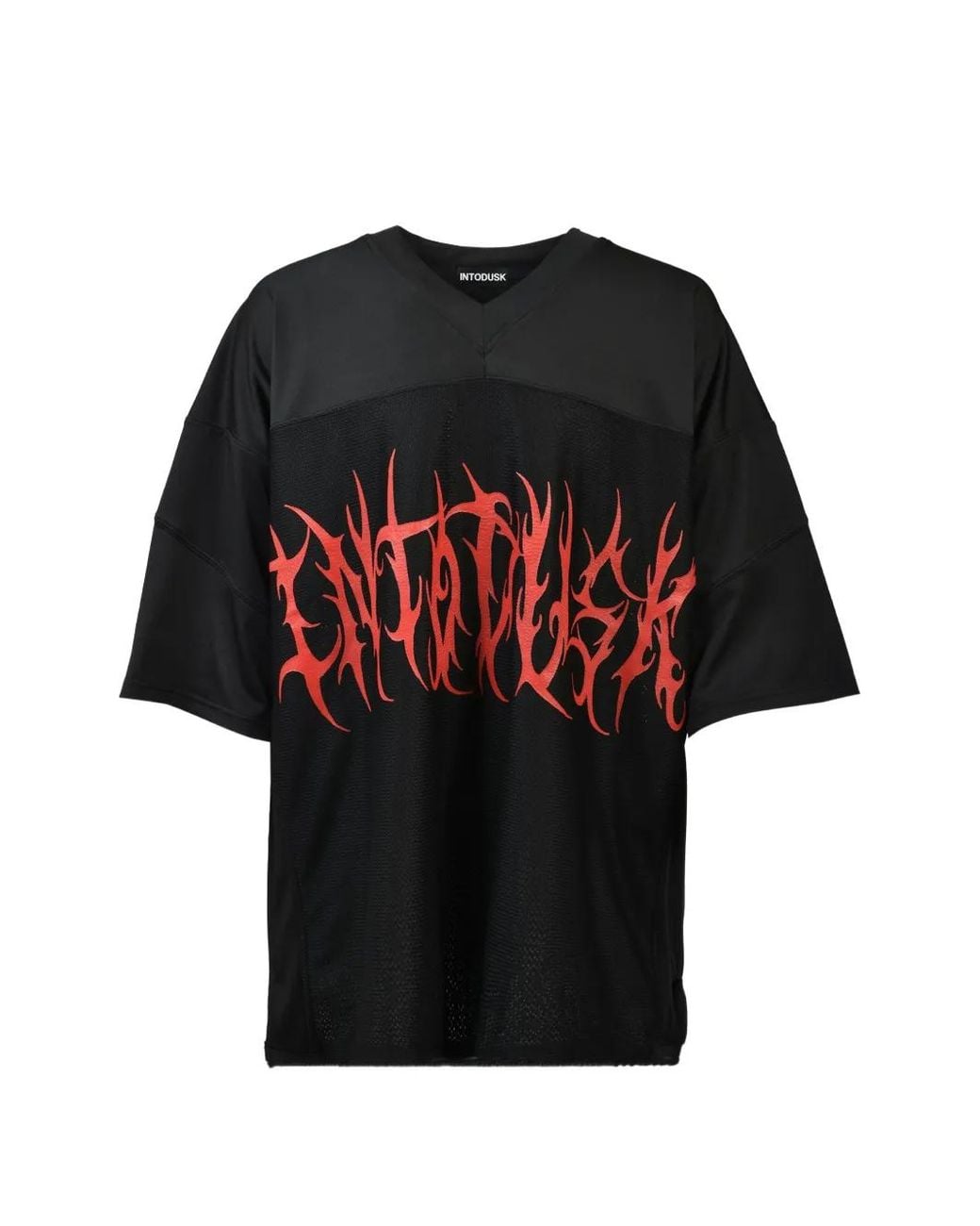 Intodusk Black Logo-Print V-Neck T-Shirt for men