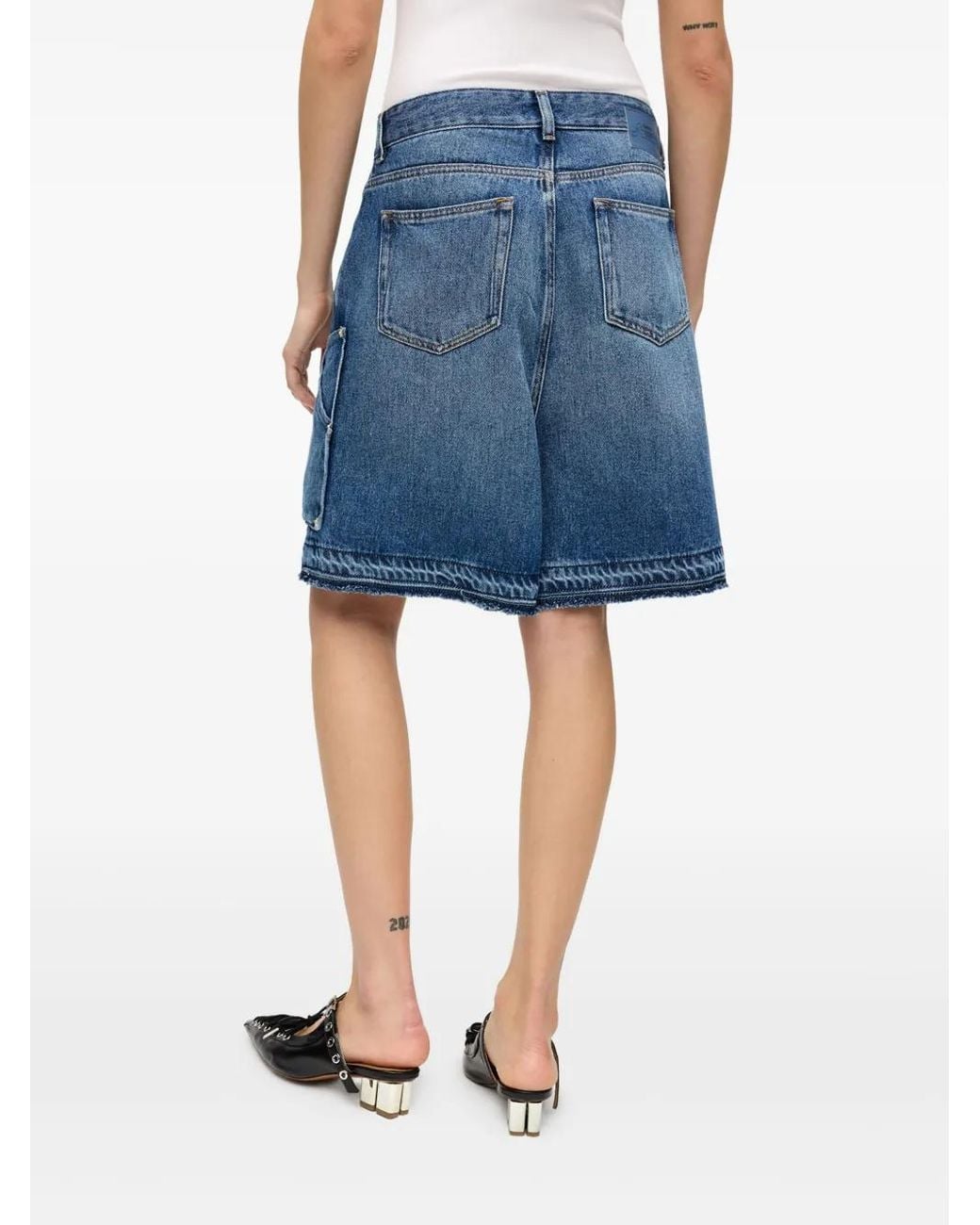Ganni Blue Denim Bermuda Shorts